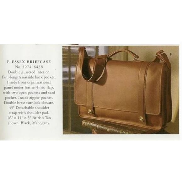 $438 COACH Vintage Briefcase Essex Bag 5274 Mahogany Brown Leather - Picture 3 of 11